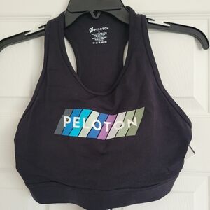 NWT Peloton Black Sports Bra with Multicolor Logo